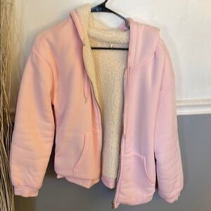 Pink Sherpa-Lined Hoodie